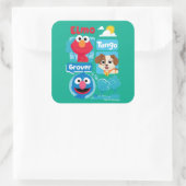 Sesamstraat | Grafisch park Elmo, Tango & Grover P Vierkante Sticker (Tas)