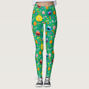Sesamstraat groen bloemenpatroon leggings