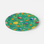 Sesamstraat groen bloemenpatroon papieren bordje (Gekanteld)