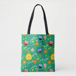 Sesamstraat groen bloemenpatroon tote bag
