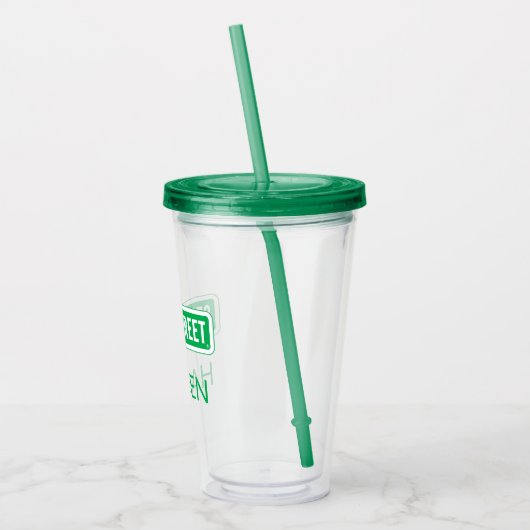 Sesamstraat | Groene Logo | Jouw namen toevoegen Acryl Drinkbeker (Links)