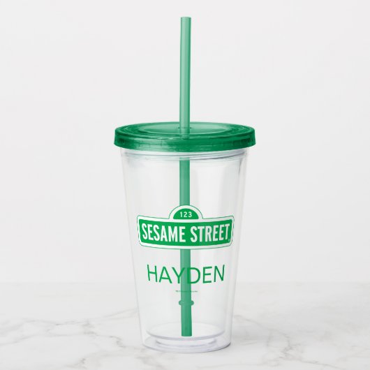 Sesamstraat | Groene Logo | Jouw namen toevoegen Acryl Drinkbeker (Voorkant)