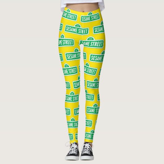 Sesamstraat | Groene Logo Leggings (Voorkant)