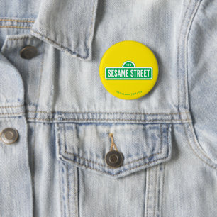 Sesamstraat   Groene Logo Ronde Button 5,7 Cm