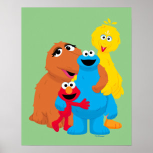 Sesamstraat Groepsknuffel Poster