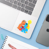 Sesamstraat | Groepsknuffel Sticker (Laptop met iPhone)