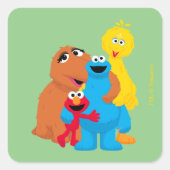 Sesamstraat | Groepsknuffel Vierkante Sticker (Voorkant)