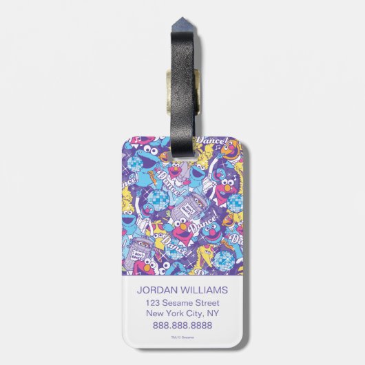 Sesamstraat| Groovy Dance-patroon Bagagelabel (Achterkant verticaal)