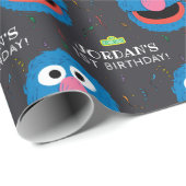 Sesamstraat | Grover Birthday Chalkboard Cadeaupapier (Rol Hoek)