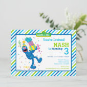 Sesamstraat Grover gestreepte verjaardag Kaart (Staand voorkant)