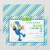 Sesamstraat Grover gestreepte verjaardag Kaart (Voorkant / Achterkant)