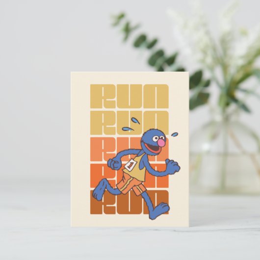 Sesamstraat | Grover Runs Briefkaart (Staand voorkant)