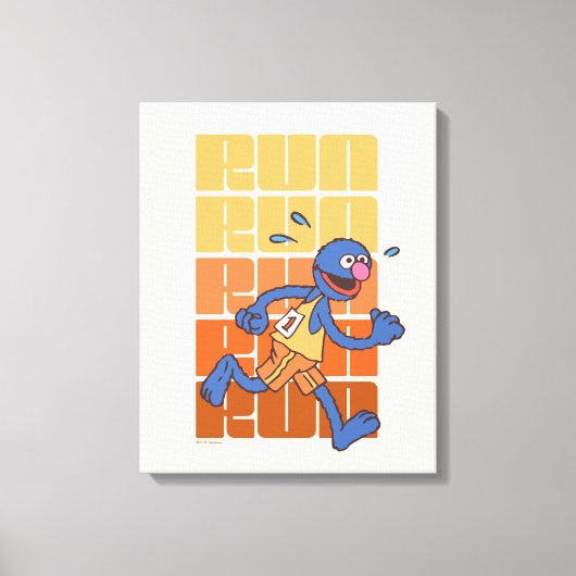 Sesamstraat | Grover Runs Canvas Afdruk (Voorkant)