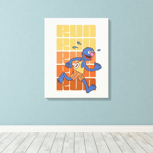 Sesamstraat | Grover Runs Canvas Afdruk (Insitu (Houten vloer))