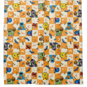 Sesamstraat Halloween geruit patroon Douchegordijn (Voorkant)