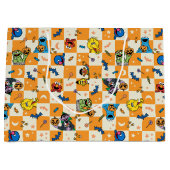 Sesamstraat Halloween geruit patroon Groot Cadeauzakje (Voorkant)