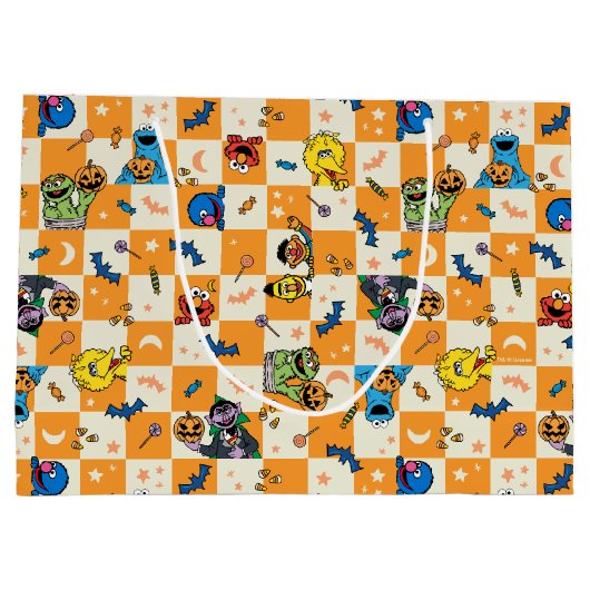 Sesamstraat Halloween geruit patroon Groot Cadeauzakje (Achterkant)