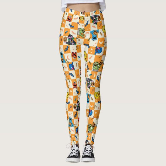 Sesamstraat Halloween geruit patroon Leggings (Voorkant)