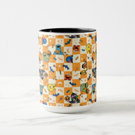 Sesamstraat Halloween geruit patroon Mok (Midden)