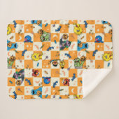 Sesamstraat Halloween geruit patroon Sherpa Deken (Voorkant (horizontaal))