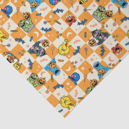 Sesamstraat Halloween geruit patroon Tissuepapier (Detail)