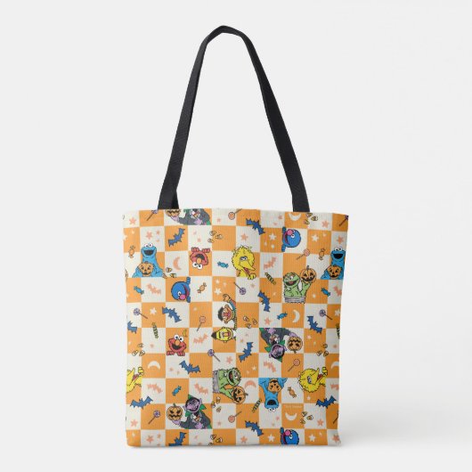 Sesamstraat Halloween geruit patroon Tote Bag (Achterkant)