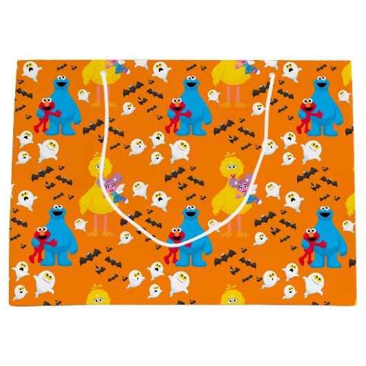 Sesamstraat Halloween vleermuizen en geesten patro Groot Cadeauzakje (Voorkant)