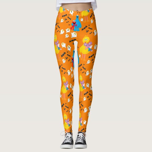 Sesamstraat Halloween vleermuizen en geesten patro Leggings (Voorkant)