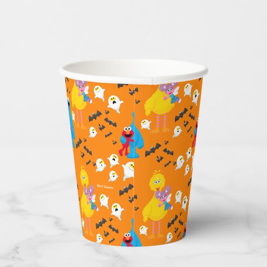 Sesamstraat Halloween vleermuizen en geesten patro Papieren Bekers (Rechts)
