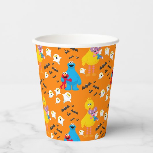 Sesamstraat Halloween vleermuizen en geesten patro Papieren Bekers (Voorkant)