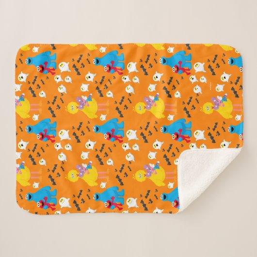 Sesamstraat Halloween vleermuizen en geesten patro Sherpa Deken (Voorkant (horizontaal))