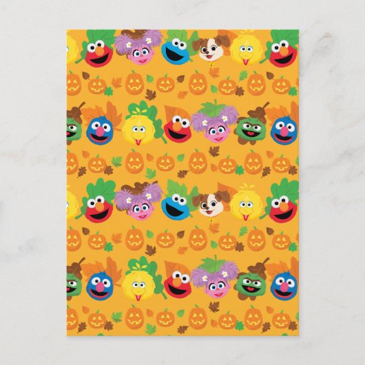 Sesamstraat herfstbladeren patroon briefkaart (Voorkant)