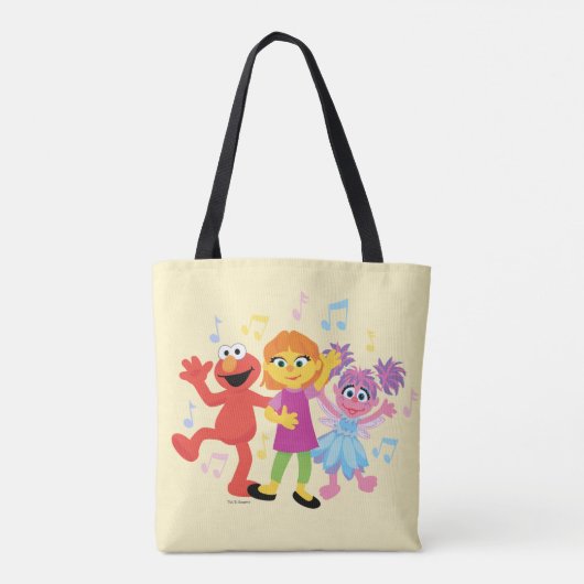 Sesamstraat | Julia, Elmo en Abby Dancing Tote Bag (Achterkant)