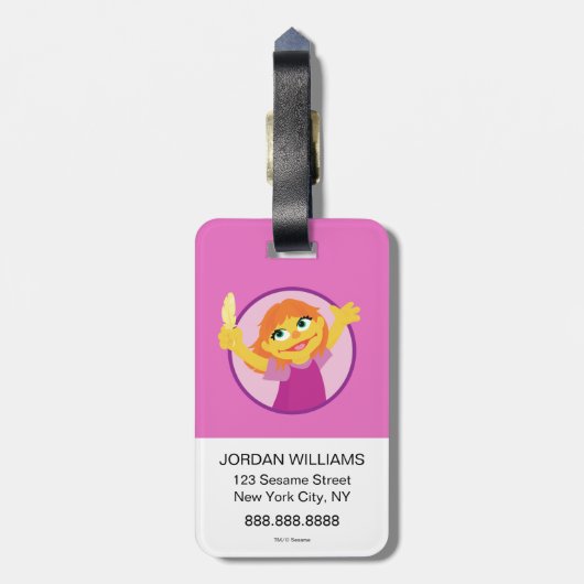 Sesamstraat | Julia Holding Feather Bagagelabel (Achterkant verticaal)