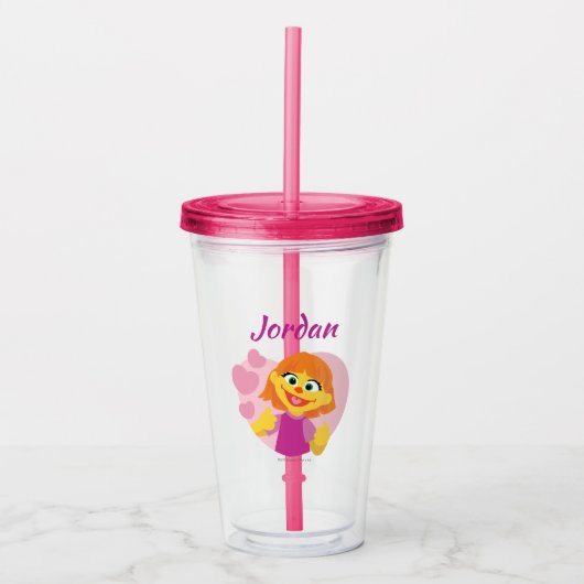 Sesamstraat | Julia Pink Heart Acryl Drinkbeker (Voorkant)