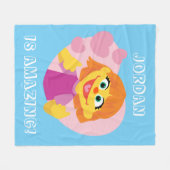 Sesamstraat | Julia Pink Heart Fleece Deken (Voorkant (Horizontaal))