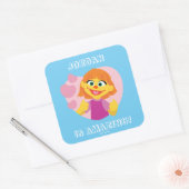Sesamstraat | Julia Pink Heart Vierkante Sticker (Envelop)