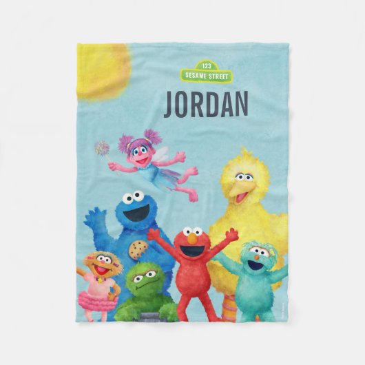 Sesamstraat karakter illustratie fleece deken (Voorkant)