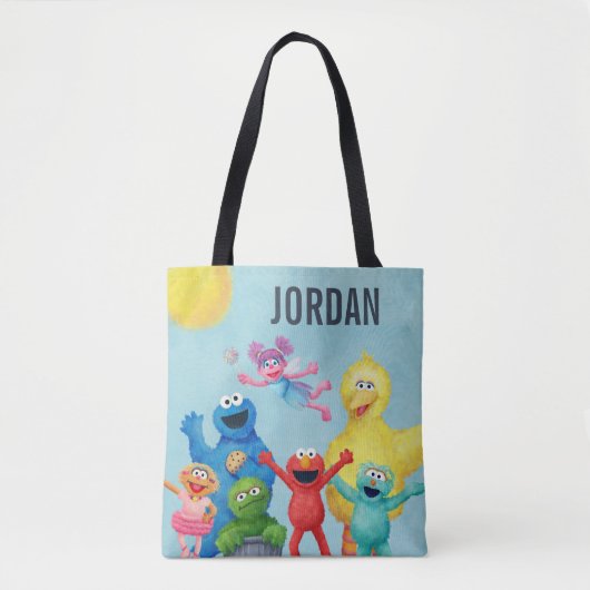 Sesamstraat karakter illustratie tote bag (Voorkant)