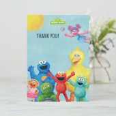 Sesamstraat Karakter Illustratie Verjaardag Bedankkaart (Staand voorkant)