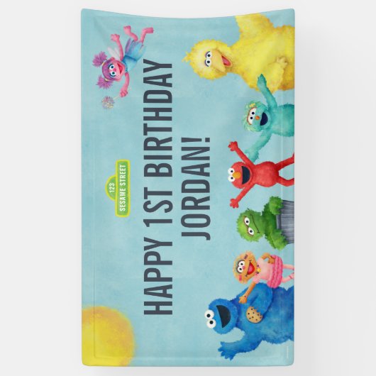 Sesamstraat Karakter Illustratie Verjaardag Spandoek (Verticaal)