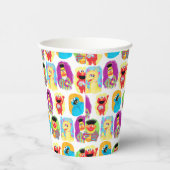 Sesamstraat Karakter Leuk & Kleurrijk Patroon Papieren Bekers (Rechts)