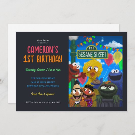 Sesamstraat Karakter Verjaardag illustratie Kaart (Voorkant / Achterkant)