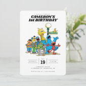  Sesamstraat Karakters 1e Verjaardag Kaart (Staand voorkant)