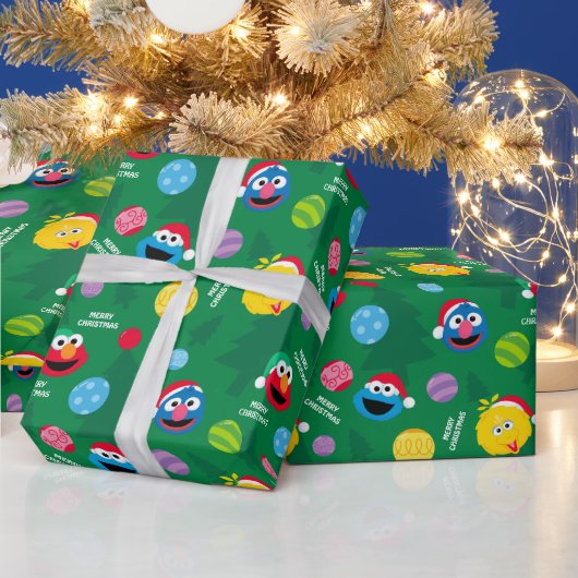 Sesamstraat kerstboompatroon cadeaupapier (Feestdagen)