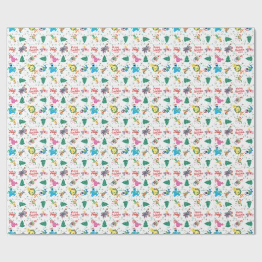 Sesamstraat kerstboompatroon cadeaupapier (Vlak)