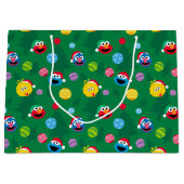 Sesamstraat kerstboompatroon groot cadeauzakje (Voorkant)