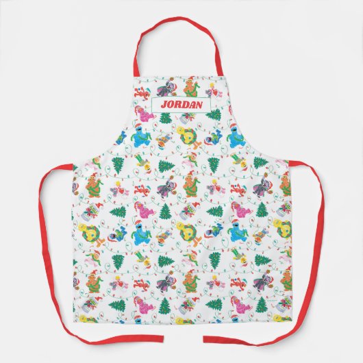 Sesamstraat kerstboompatroon schort (Voorkant)