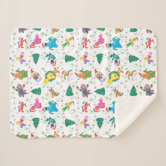 Sesamstraat kerstboompatroon sherpa deken (Voorkant (horizontaal))