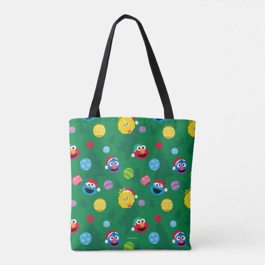 Sesamstraat kerstboompatroon tote bag (Achterkant)